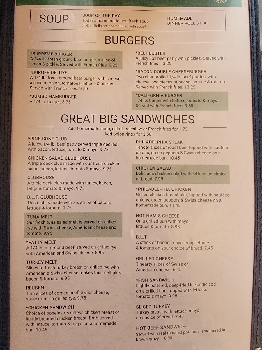 Pine Cone Restaurant Menu - Image 2